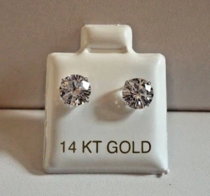 PENDIENTES REDONDOS DE DIAMANTES SIMULADOS DE 1 QUILATE ORO BLANCO MACIZO DE 14K - Imagen 1 de 7