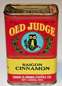 1930s Old Judge Saigon Cinnamon Spice Tin David G Evans Coffee Co St Louis, MO - Picture 1 of 6