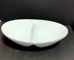 Noritake China Fremont Servierschüssel 2 Abschnitte weiß mit Goldrand Japan 10" L x 7" B - Bild 1 von 10