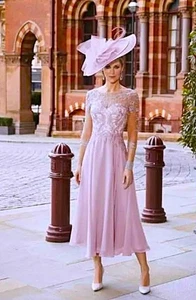 VENI INFANTINO SIZE 12 MOTHER OF THE BRIDE DRESS BRAND NEW IN DUSTY ROSE/IVORY - Picture 1 of 10
