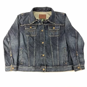 LRL Lauren Jeans Co. Damen blau Denim Trucker Jacke 1X Western Stretch gebraucht, in einwandfreiem Zustand - Bild 1 von 8