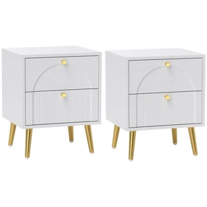 HOMCOM 2-Piece Bedside Tables Set with 2 Drawers for Bedroom, White - Imagen 1 de 11