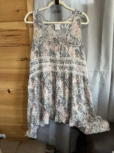 Ariat Damen süß Frühling Blumen Spitze asymmetrischer Saum Tank Trapez Kleid Gr. XL - Bild 1 von 8