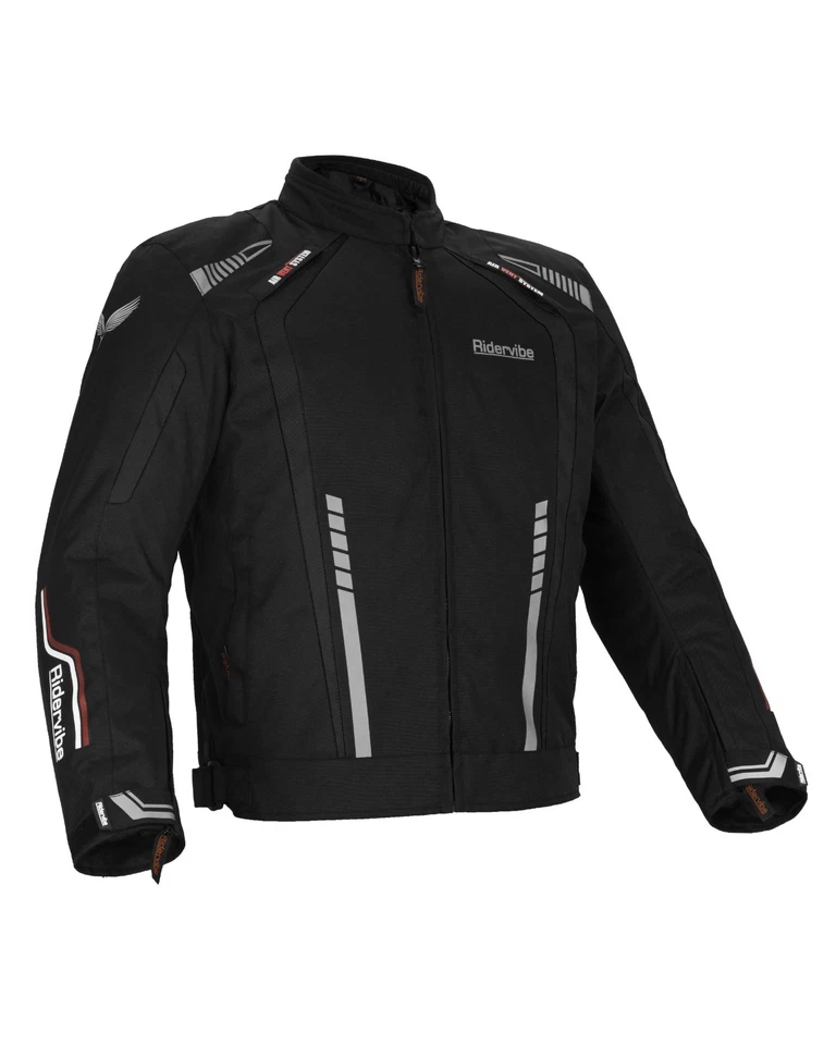 Chaqueta acolchada premium para hombre negra textil motocicleta motociclista corredor CE armadura Foto 1 de 4