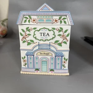 Lenox Village Tea Canister “Tea Shoppe” 1990. Chipped Lid! Small Flake - Picture 1 of 11