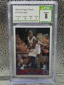 Tarjeta de novato Chris Bosh 2003-04 NBA Topps cromada #114 RC - CSG 8 grado como nueva con subwoofer - Imagen 1 de 5