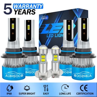 For Cadillac DeVille 1990 LED Headlight Bulb High Low Beam + Fog Light 800000LM - Image 1 of 4