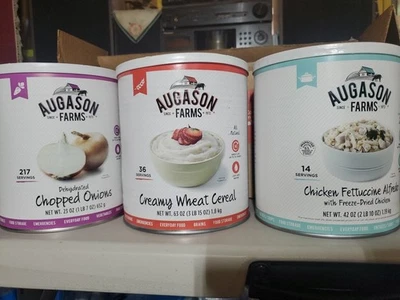 Lote de 3 alimentos liofilizados Mountain House/Augason Farms #10 camping de emergencia #89 Foto 1 de 4