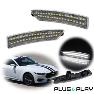 2Pcs Clear White LED Front Bumper Side Marker Lights For 2024-2025 Ford Mustang - Picture 1 of 9
