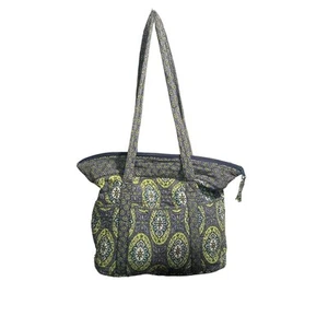 Y2k/Millenial Vera Bradley Large Tote - Retired Denim Blue/Lime Green - Picture 1 of 4