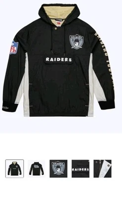Hombre Negro Oakland Raiders Team OG 2.0 Vintage Logo Anorak Cuarto Cremallera Talla L Foto 1 de 4