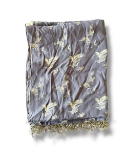 Vintage Silk Dragon Print Wrap Shawl Scarf Handmade Nepal Reversible Gray Green - Picture 1 of 9