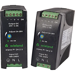 Lot of 2 Wieland WIPOS P124-2.5 DIN Rail Power Supplies 24VDC 2.5A 81.000.6120.0 - Foto 1 di 9