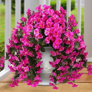 Artificial Fake Hanging Flowers Plants for Outdoor Outside Spring Summer Deco... - Picture 1 of 7