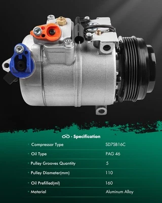 A/C AC Compressor For BMW 330Ci 330i 330xi 525i 528i 530i 540i 740i - Image 1 of 4