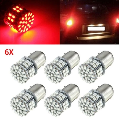 6x Red 1156 50 SMD Turn Signal Lights RV Camper Trailer LED Interior Bulbs 12V - Image 1 of 4