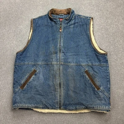Wrangler Denim Jacket Adult X Large Blue Vest Sherpa Lined Trucker Western Mens* - Image 1 of 4