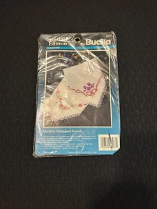 Vintage Bucilla Embroidery Violets Roses Flower Handkerchief kit 63137 - Picture 1 of 2