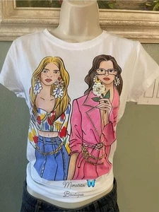 Vinizbena White Women Fashion Friends Cotton Shirt Top Size Small ~ New - Picture 1 of 16