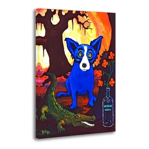 George Rodrigue Blue Dog-Absolute Vodka 1991,Home Decor Wall Art Canvas Print - Picture 1 of 8