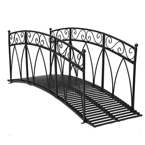 8FT Metal Garden Bridge Arc Walkway w/High Guardrails for Landscaping Backyard - Picture 1 of 9