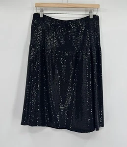 St. John Evening Womens Black Sequin Paillette Skirt Sz 14 - Picture 1 of 6