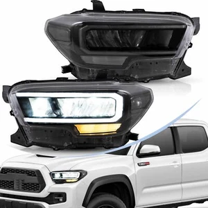 Full LED DRL Headlights For 2016-2022 Toyota Tacoma Reflector Assembly 1Pair - Picture 1 of 22