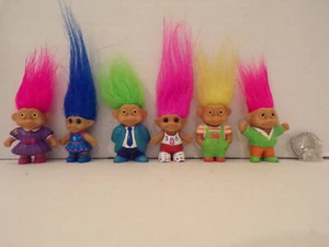Soma Troll Doll~Vintage 1992~2"~6 Assorted Figures~2 With Jewels~Painted Clothes - Picture 1 of 5