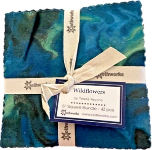 WILDFLOWERS BY TERESA ASCONE FOR CLOTHWORKS CHARM SQUARES 5X5 NEW - Picture 1 of 3
