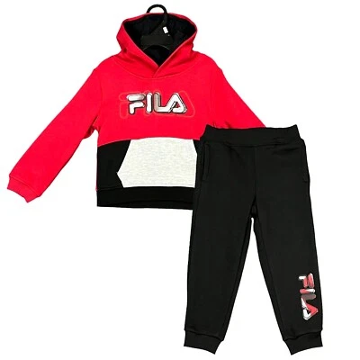 Conjunto de capucha y jogger de lana Fila para niños pequeños talla 3T negro rojo gris cálido y cómodo Foto 1 de 4