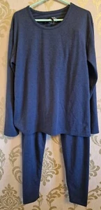 Mens Blue Soft Pyjamas Set Long Sleeve UK Large Round Neck - Picture 1 of 8