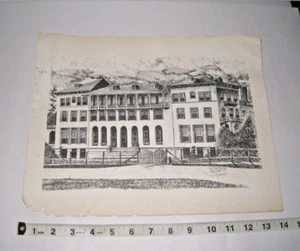 Druck einer Skizze des Pine Tree Gasthauses im Jahr 1915 von W Harrell - Bild 1 von 6
