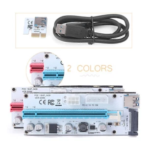 USB3.0 1x to 16x Extender Riser Card Adapter SATA Power Cable PCI-E Express y8 - Photo 1/14