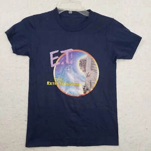 E.T. Vintage 80’s Single Stitch Promo Tee Shirt Boys Medium (8) Navy Blue - Picture 1 of 10