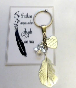 Feathers Appear when Angels are Near Remembrance Memorial Key Ring Gift Clear - Picture 1 of 3