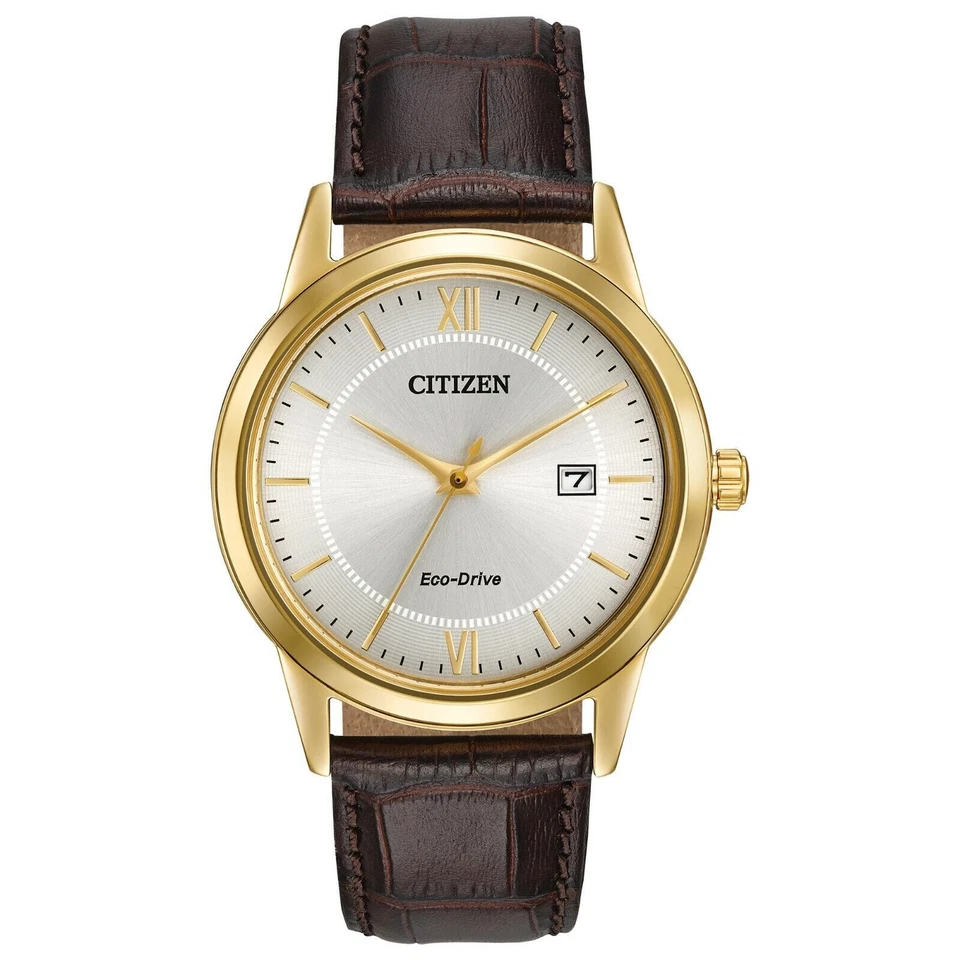 Citizen Corso 40mm Gold Stainless Steel Case, Brown Leather Band, Men's Wristwatch - AW1232-04A
