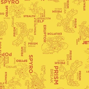 Skylanders Outlines Sunshine Yellow 100% Cotton Fabric by The Yard - Picture 1 of 2