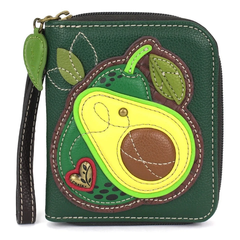 CHALA AVOCADO Zip Around Wallet Wristlet (Dark Green)