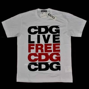 NWT Comme des Garcons CDG Live Free Logo Men's T-Shirt White 2018 XL AUTHENTIC - Picture 1 of 7