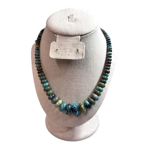 Jay King Dragon Mountain Turquoise Beaded Necklace Sterling Silver 20" Chunky - Picture 1 of 10
