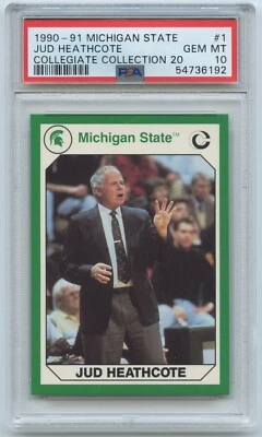 1990-91 Michigan State 20 #1 JUD HEATHCOTE PSA 10 GEM MINT  Rookie / 1st Card  - Image 1 of 2