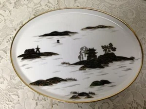 Antique, Nippon, Variant, Gaudy Blue Willow, Oval Serving Tray 12in x 9in - Picture 1 of 7