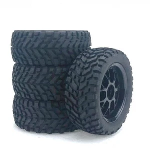 4 *75mm Gummi Rallye Auto Felge & Reifen Sechskant Für HSP HPI 1:10 RC Rennwagen - Bild 1 von 9