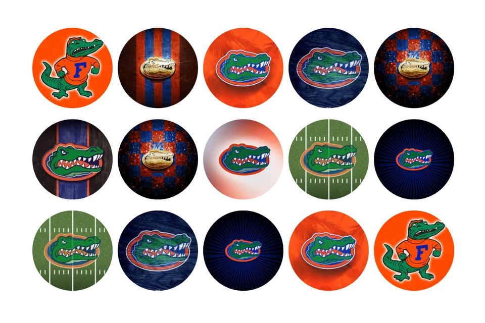 Imagens de tampa de garrafa, imagens de colar, imagens de círculo de 1 em, pré-cortadas, Florida Gators - Imagem 1 de 1