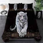 White Tiger In The Dark Quilt Duvet Cover Set Bedding Bed Linen Double