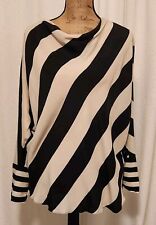 Primark Women's 2 Beige & Black Striped Long Sleeve Oversized Modern Top NEW