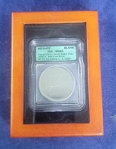 Mint Error ND 1oz American Silver Eagle .999 Type II Blank Planchet ICG MS60 - Picture 1 of 7