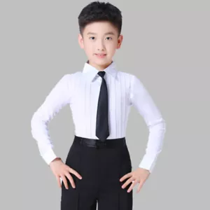 Boys Ballroom Dance Top Zip Shirt Latin Dancewear Performance Costumes Kids - Picture 1 of 10