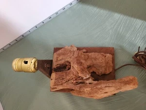 Driftwood Wall Lamp Handmade Natural Wood Vintage approximately 11" long - Picture 1 of 9