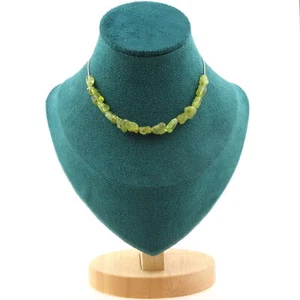 stones And Minerals. Necklace 15 Peridot Beads From Myanmar Chain - Picture 1 of 5